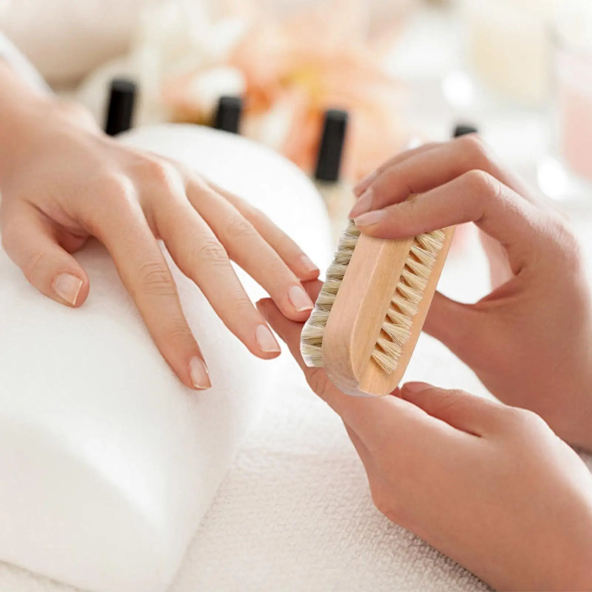 Double-Sided Wooden Nail Brush – Natural Boar Bristle Cleaner