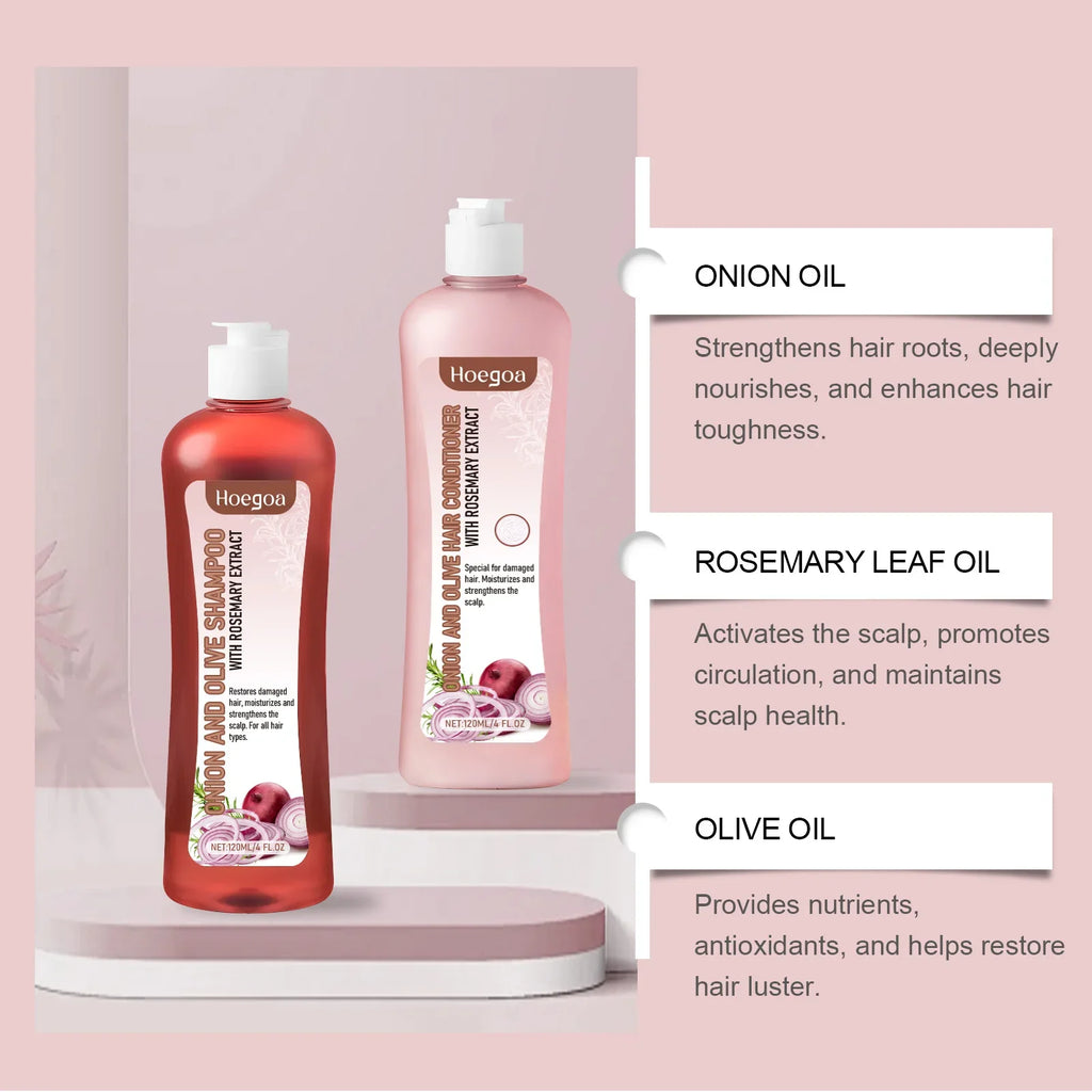 HOEGOA Onion & Rosemary Shampoo Set for Dry Frizzy Hair