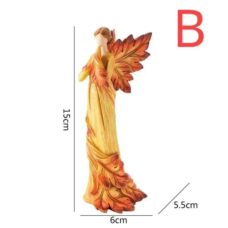 Autumn Maple Leaf Angel Figurine – Resin Home & Garden Statue