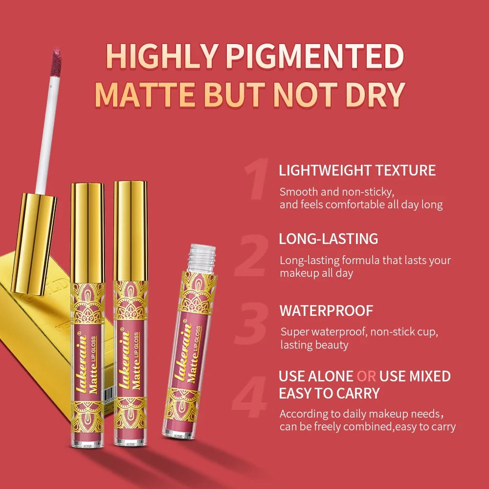 Matte Liquid Lipstick Set | Waterproof Velvet Lip Gloss 3 Colors