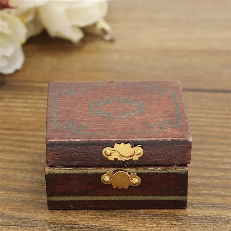 1:12 Miniature Wooden Jewelry Box – Retro Dollhouse Furniture