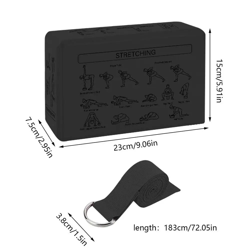 2-Pack EVA Yoga Blocks & Stretch Strap | Non-Slip Foam Bricks