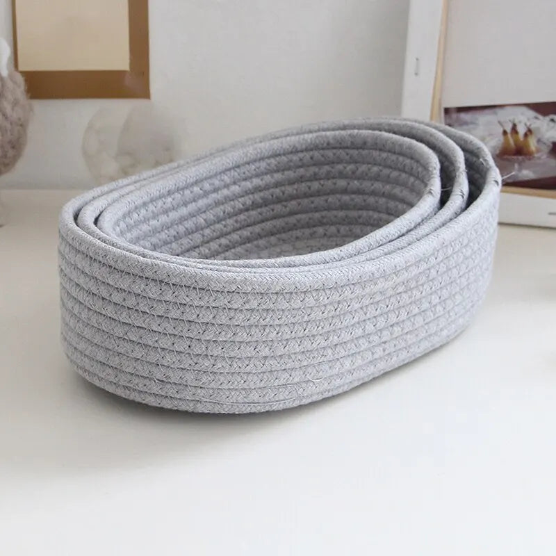 Storage Basket Toys Cosmetics Office Stationery Box Hand Woven Cotton