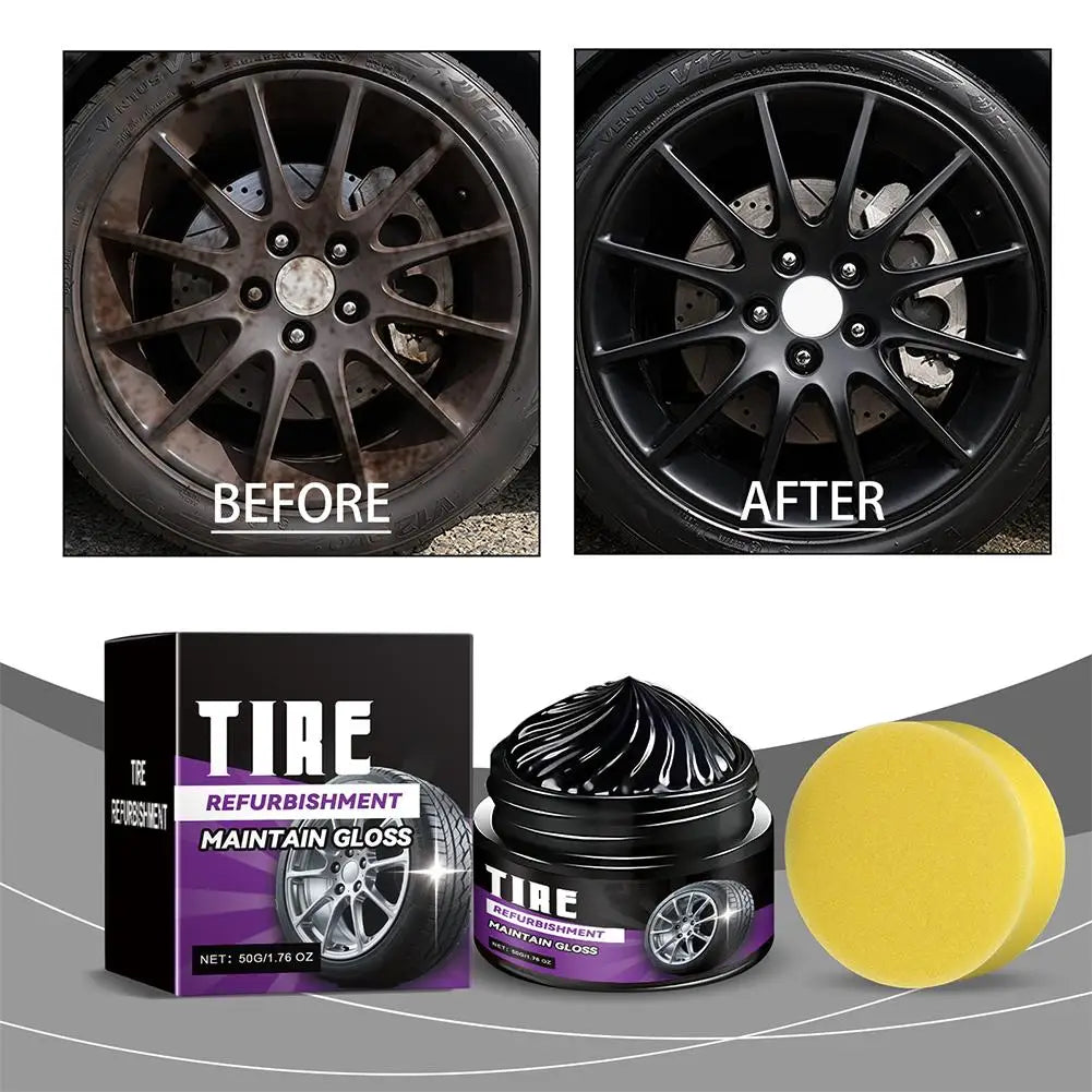50g Tire Polishing Wax – Deep Black Gloss & UV Protection