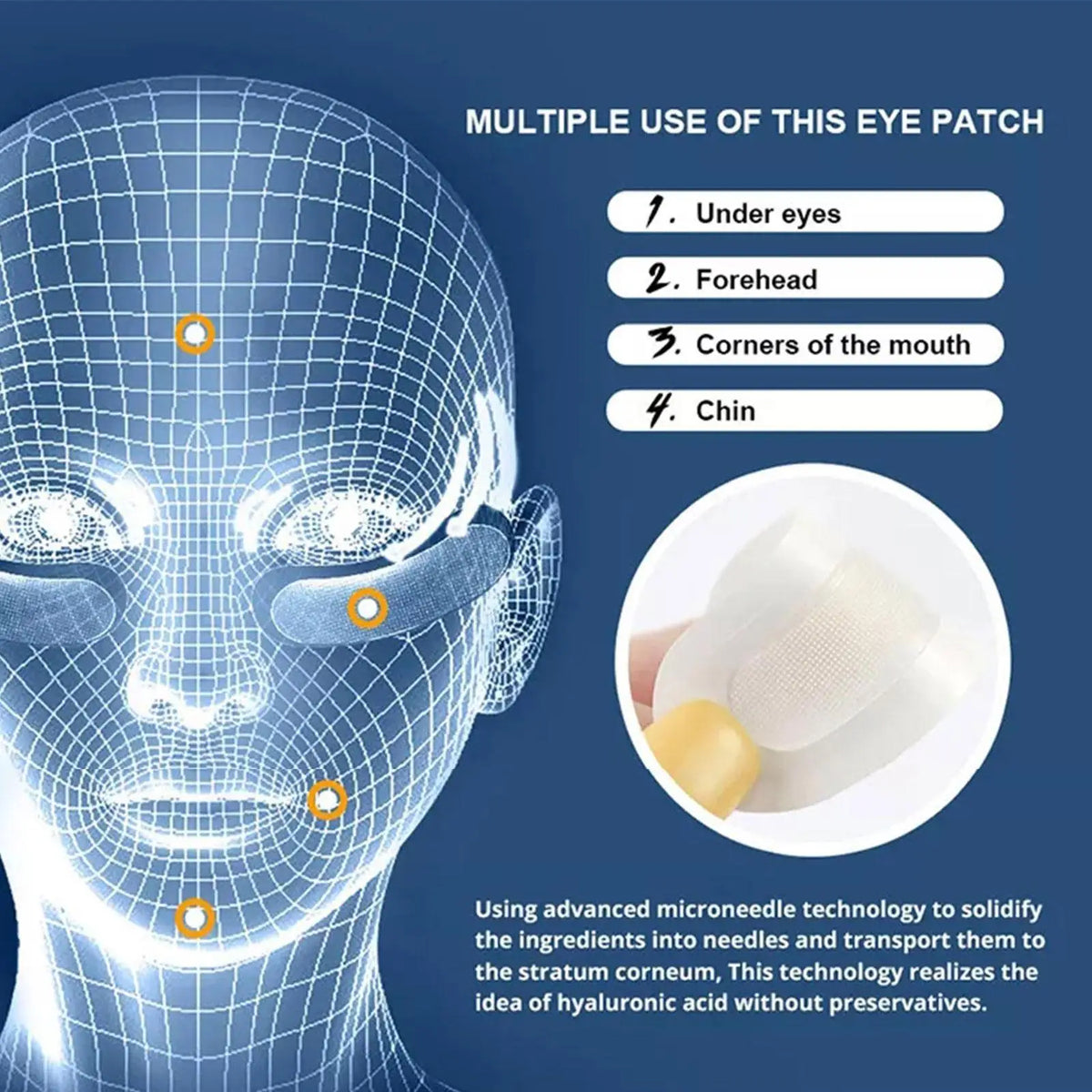 100 Pairs Hyaluronic Acid Microneedle Eye Patches – Firm & Brighten