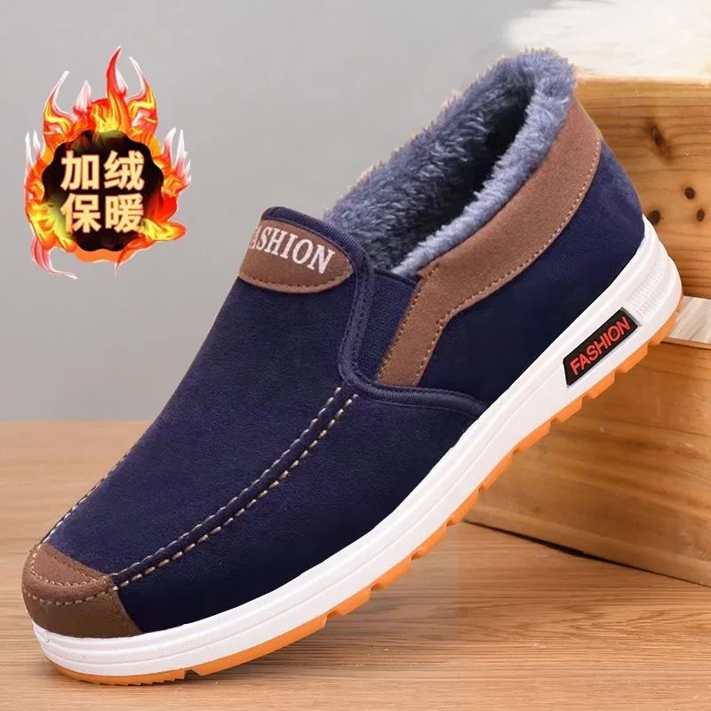 Men's Winter Plush Snow Boots – Warm Slip-On Ankle Shoes