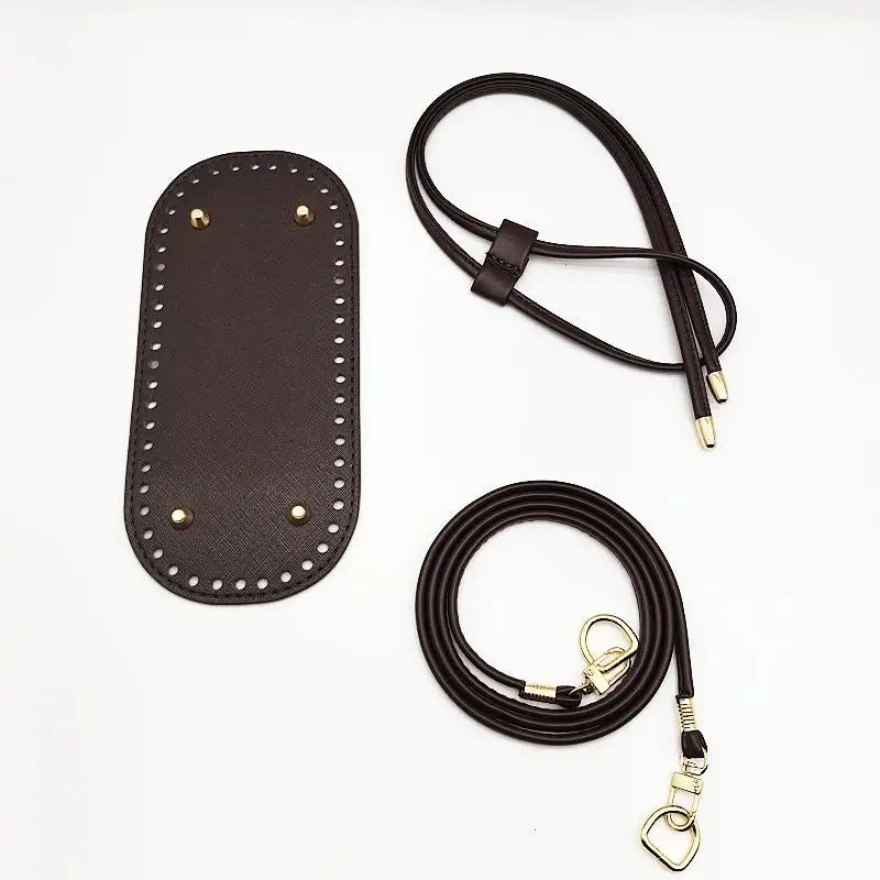 Crochet Handbag DIY Kit – PU Leather Bag Base, Strap & Chain