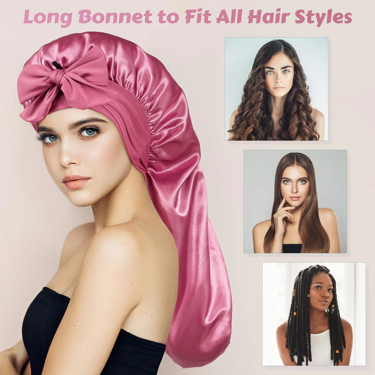 Satin Silk Sleep Bonnet for Women – Curly & Braided Hair Cap