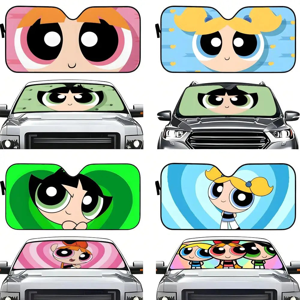 Powerpuff Girls Car Windshield Sunshade – Foldable Sun Visor