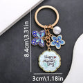Drop Oil Pink Butterfly Flowers Pearl MOTHER'S DAY Keychain Accessory