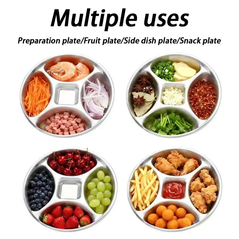 Stainless Steel Divider Tray Kitchen Cooking Food Preparation Plate