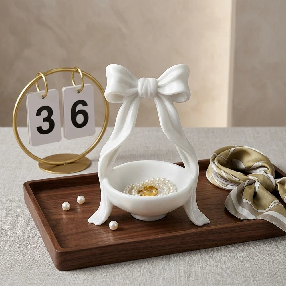 Bow-Shaped Jewelry Dish & Storage Tray – Ring, Necklace & Earring Organizer