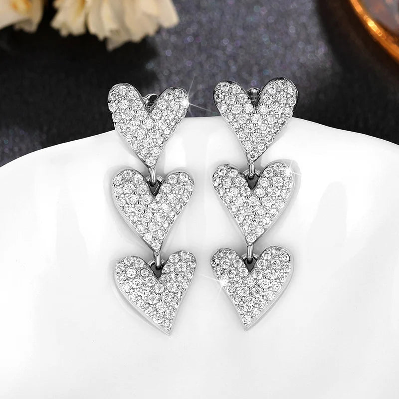 Huitan Heart Drop Earrings – Cubic Zirconia Women's Jewelry