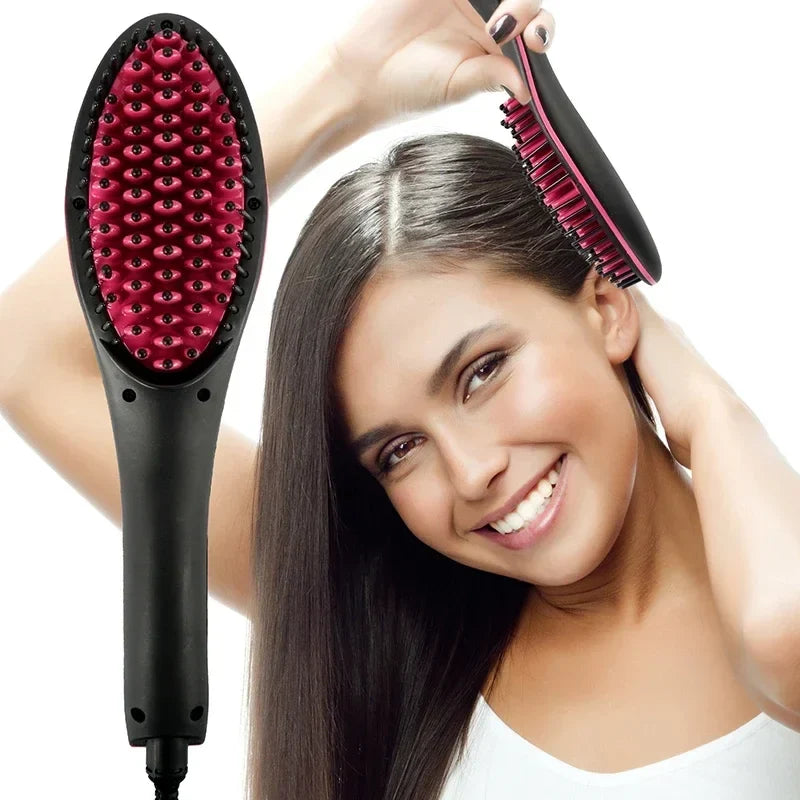 Ceramic Electric Hair Straightener Brush & Beard Comb | 1800W