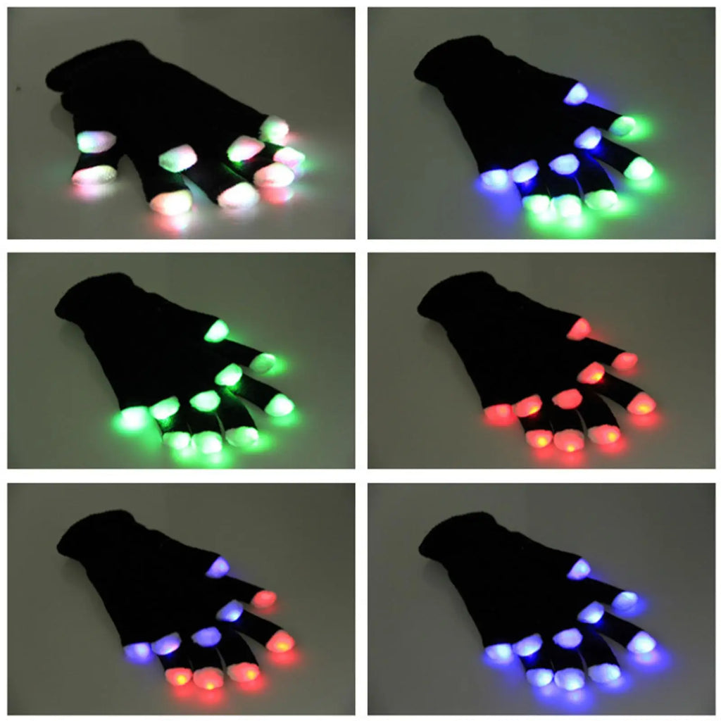 LED Light-Up Party Gloves – Colorful Flashing Half-Finger