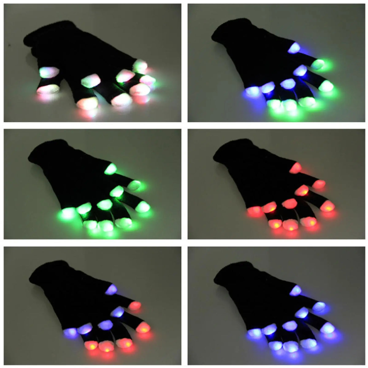 LED Light-Up Party Gloves – Colorful Flashing Half-Finger