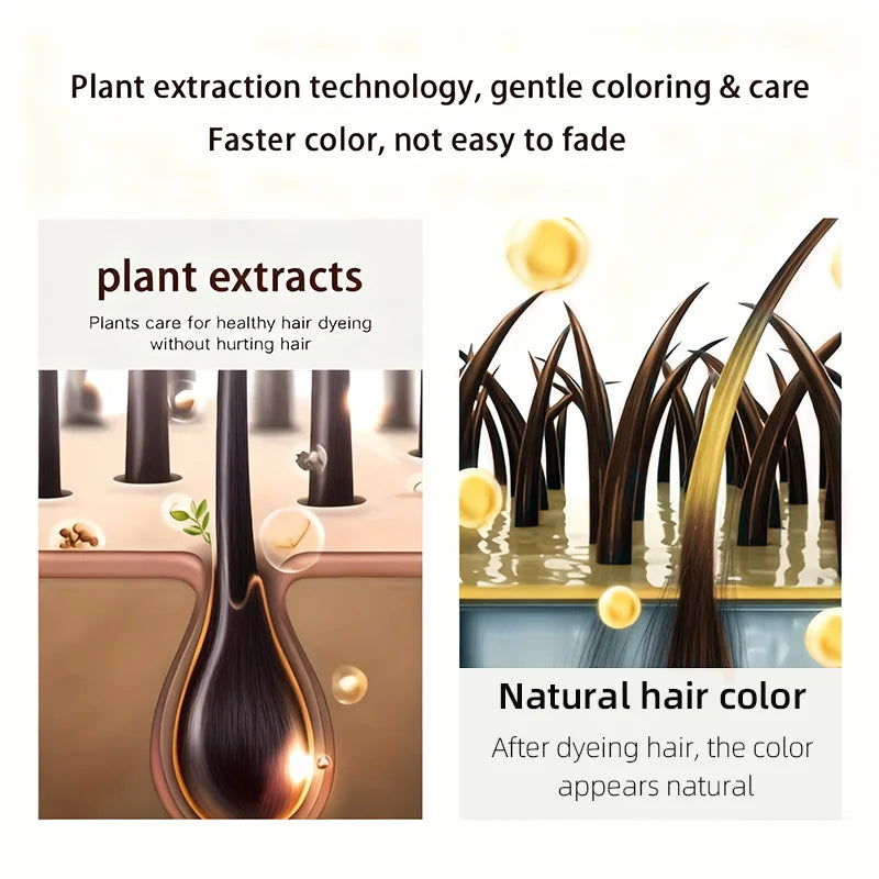YUITIKUE Brown Hair Color Shampoo 100ml – 4-in-1 Plant Formula