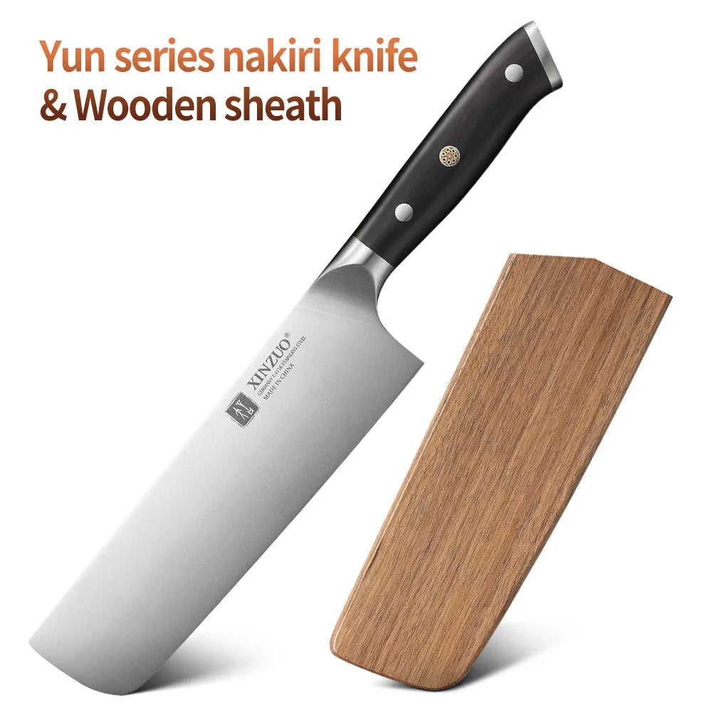 XINZUO 7.28" Nakiri Knife – German Steel & Ebony Wood Handle