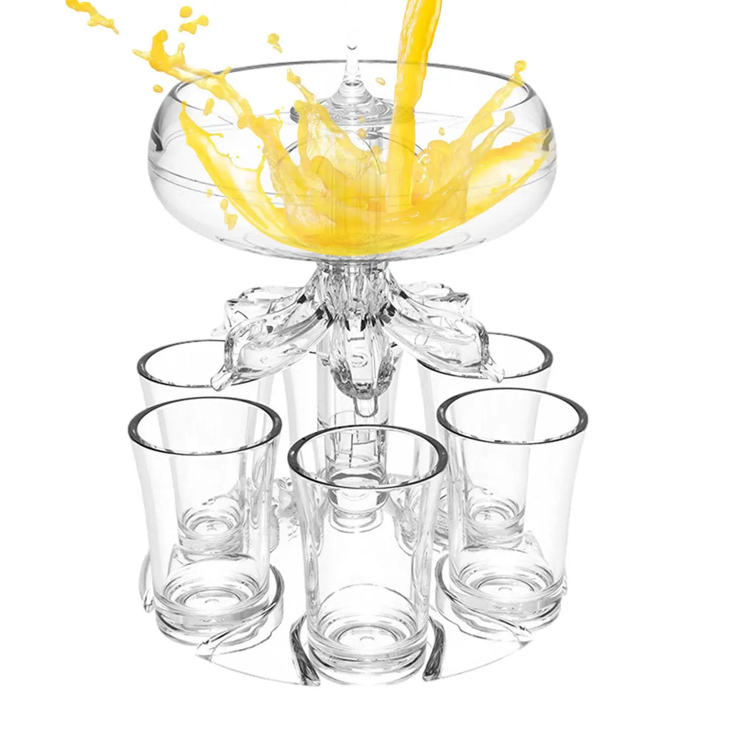 Shot Pourer Dispenser Liquor Cocktail 6 Shots Party Drink Glass