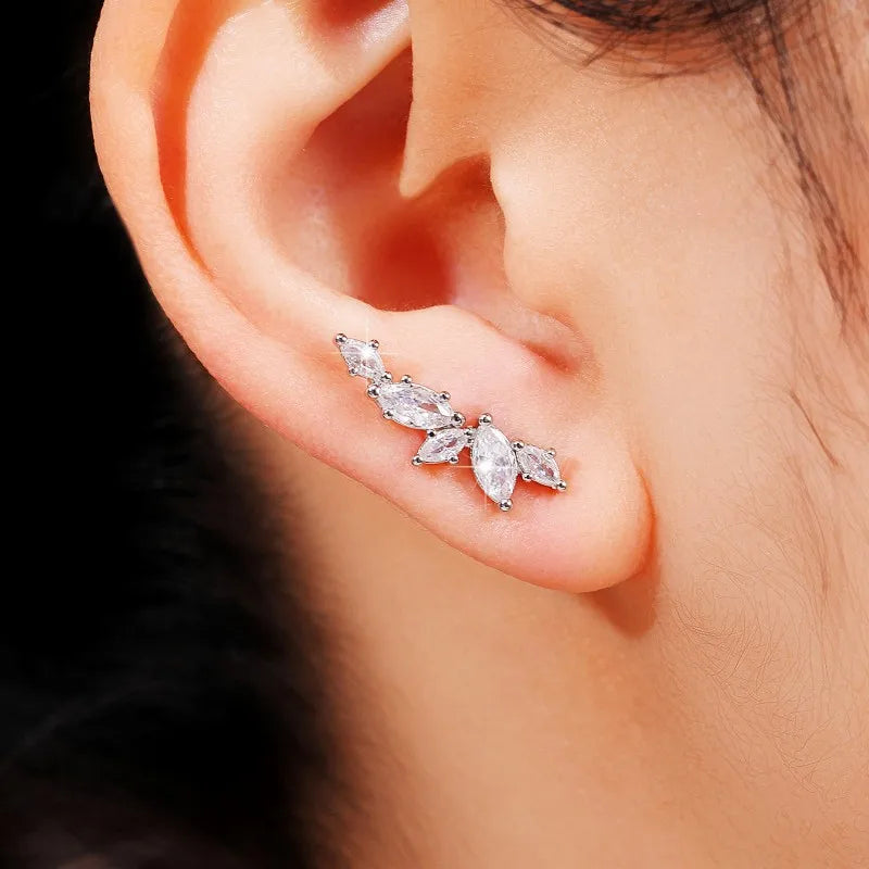 Huitan Geometric Cubic Zirconia Ear Stud Earrings for Women