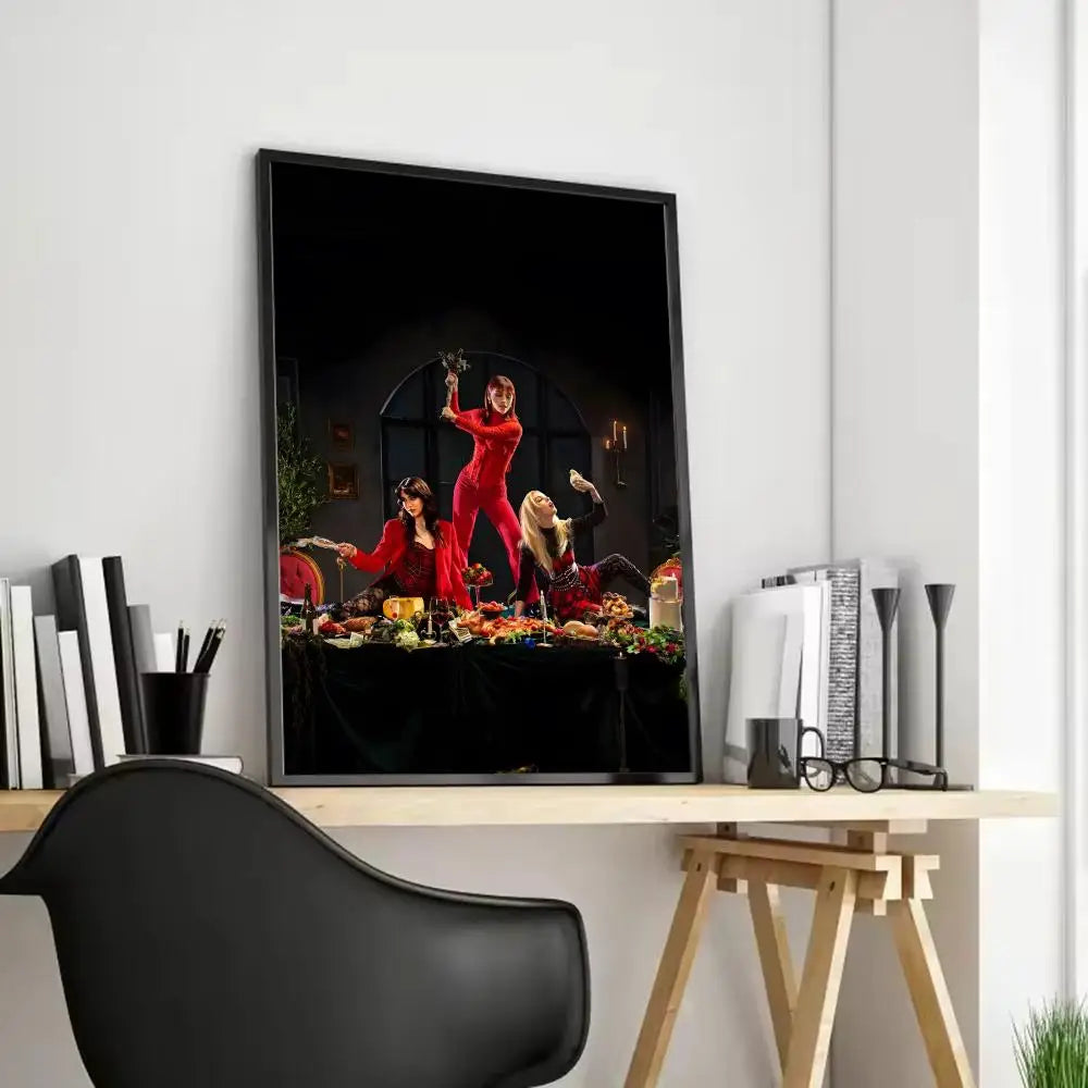 Band W-Warning Abstract Canvas Wall Art Poster – Unframed