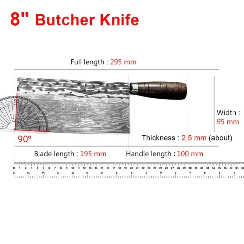 Damascus Steel Chinese Cleaver – Handmade Chef Knife