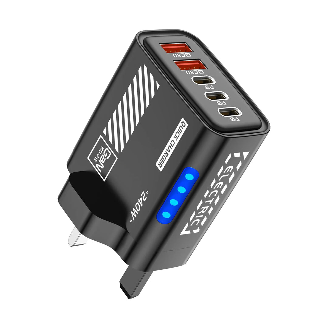 5-in-1 240W GaN USB-C Desktop Charger | 3PD+2USB Fast Charge