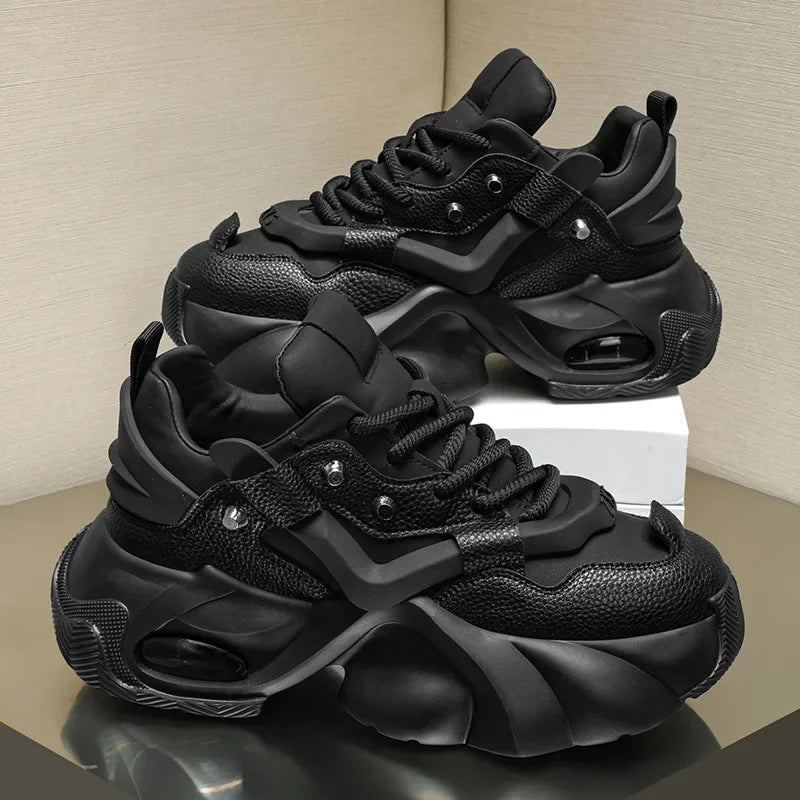 Men's Chunky Sneakers – Lace-Up Height Boost Casual Shoes