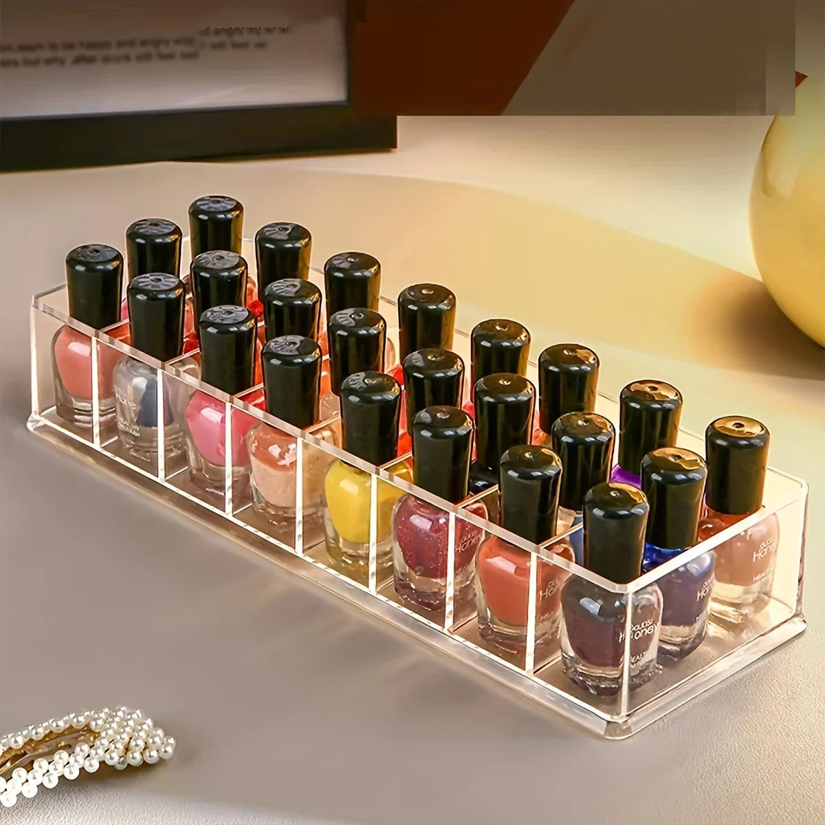 Acrylic Nail Polish Organizer Clear Display Rack Cosmetic Storage