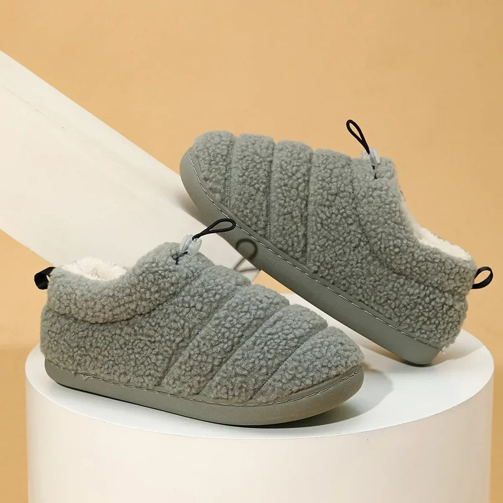 Women's Plush Fluffy Slip-On Shoes – Warm Anti-Slip Indoor Flats