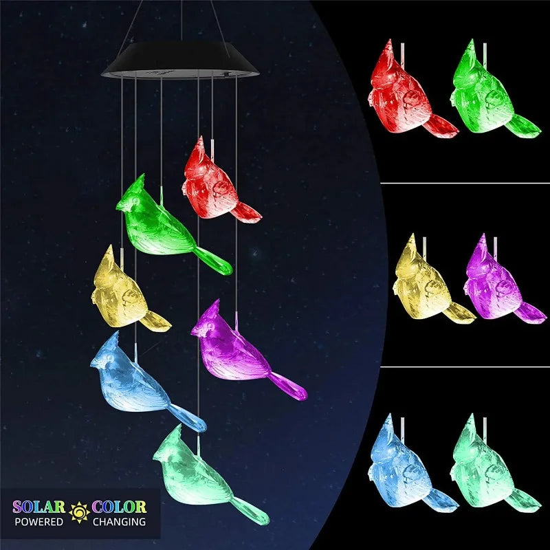 Solar Powered Wind Chime Garden Lights Outdoor Stake Yard Landscape