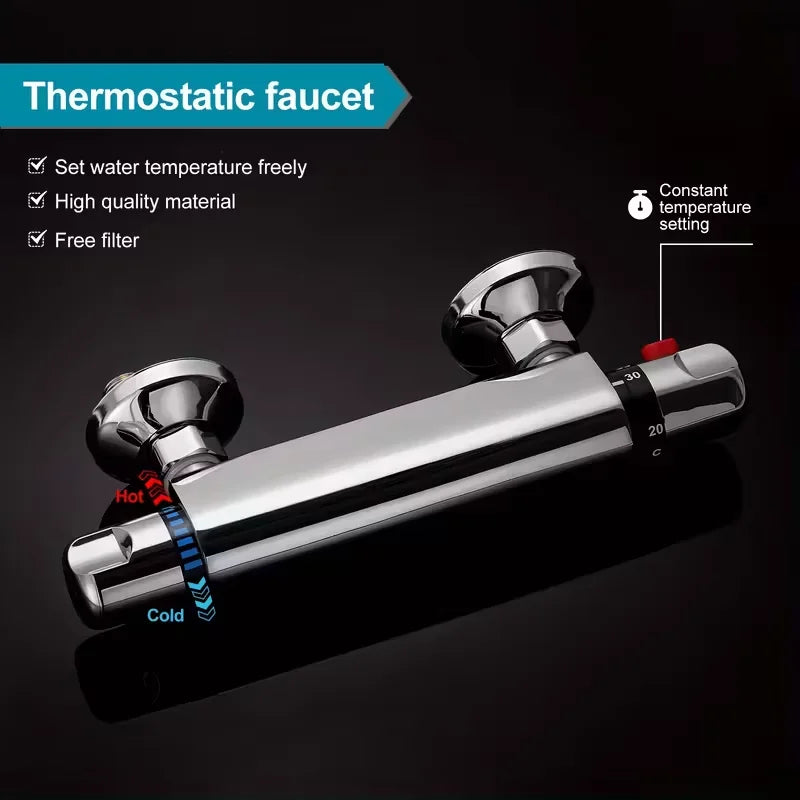 Chrome Thermostatic Shower Mixer Bar | Wall Mounted 1/2"