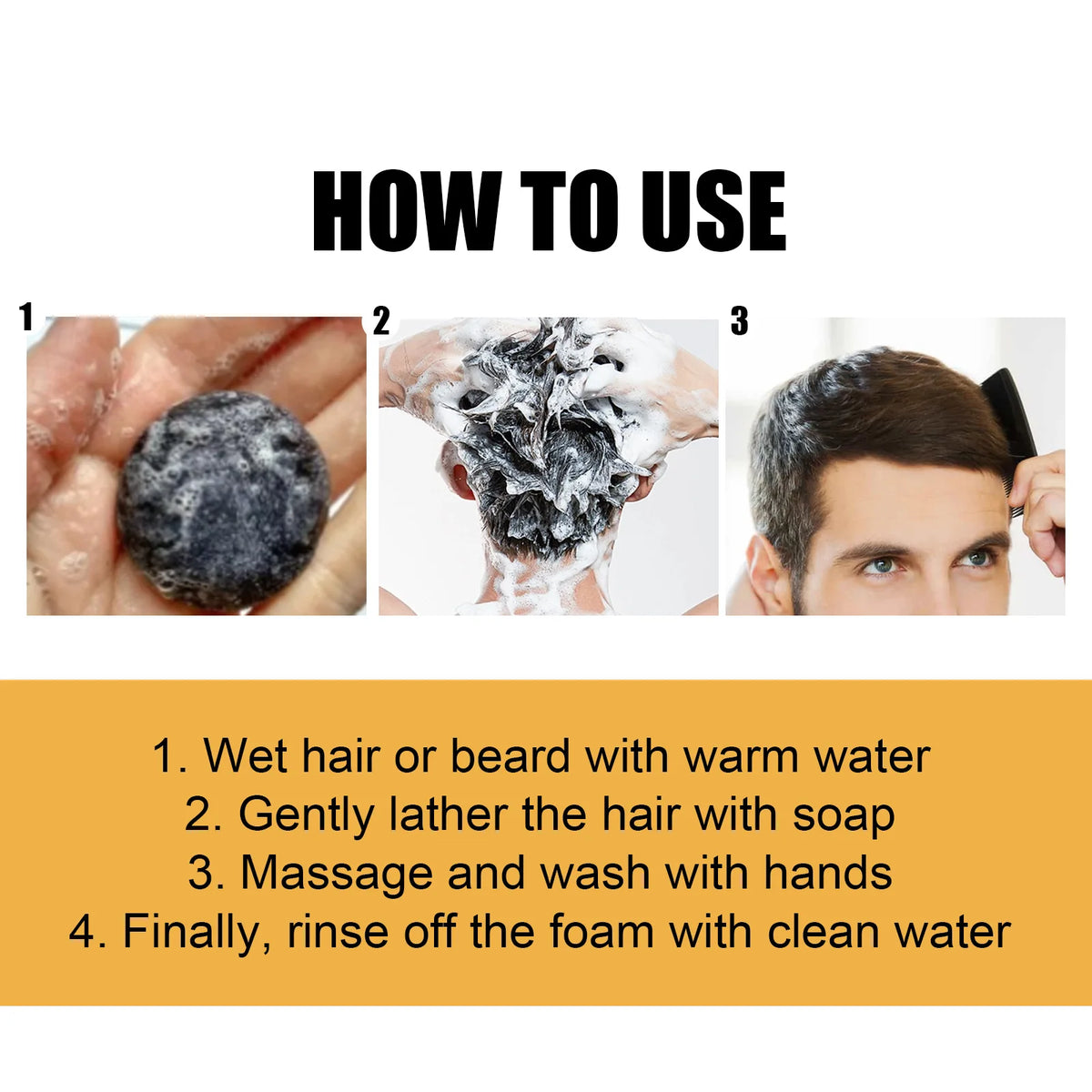 Hair Strengthening Shampoo Soap Cleansing Scalp Soften Strong Men
