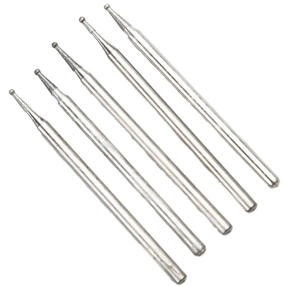 5-Pc Diamond Spherical Burr Set – 2.35mm Shank, 0.5–8mm