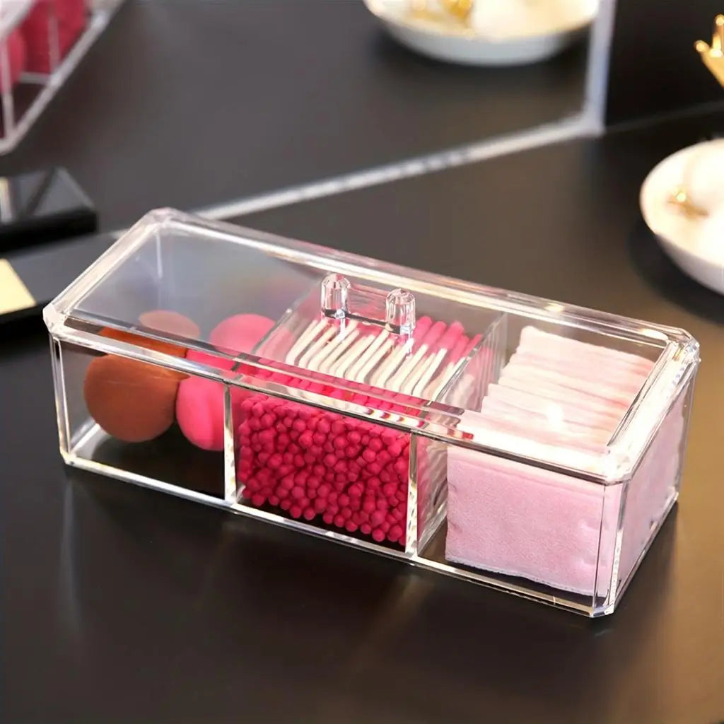 Acrylic Organizer Clear Dispenser Cotton Swabs Tea Bags Cosmetics
