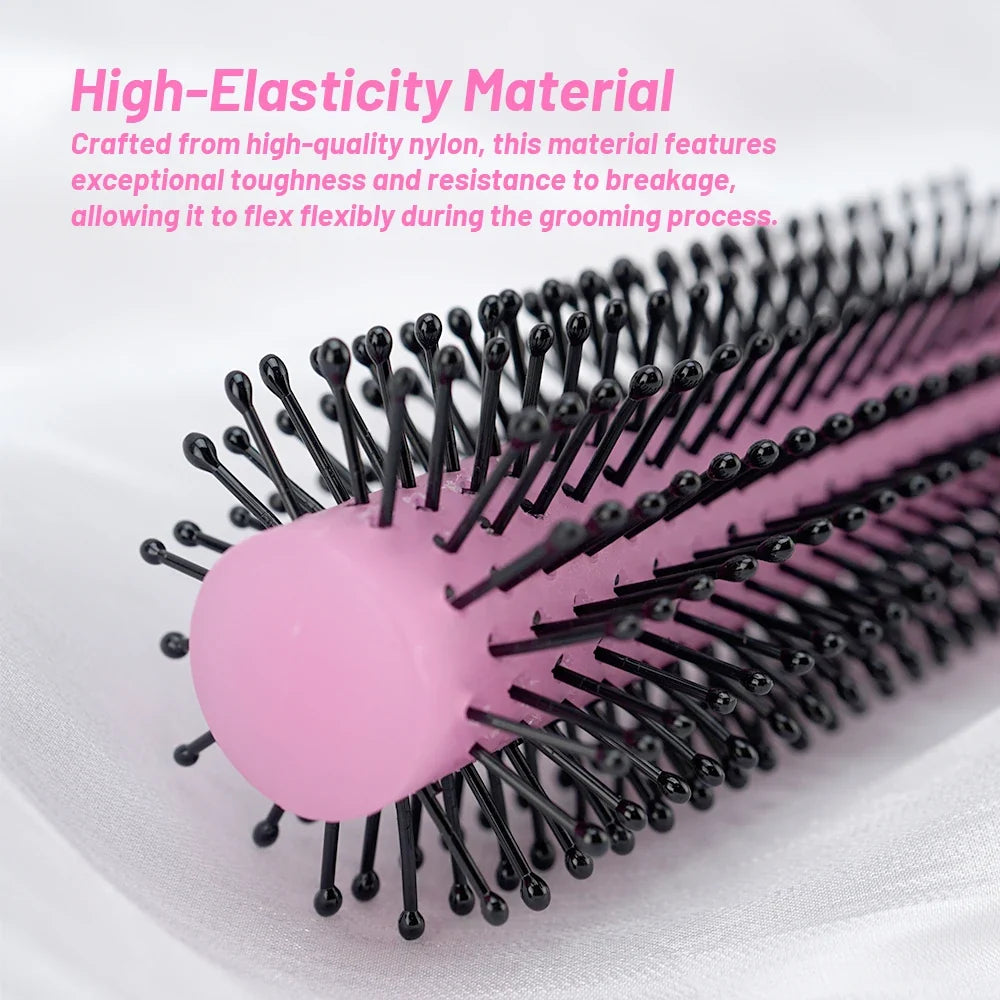 Ergonomic Round Styling Brush – Soft Nylon Bristles, All Hair Types