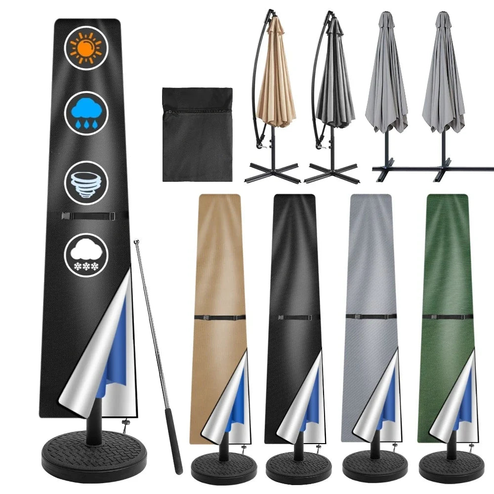 210D Oxford Waterproof Patio Umbrella Cover with Zipper & Rod
