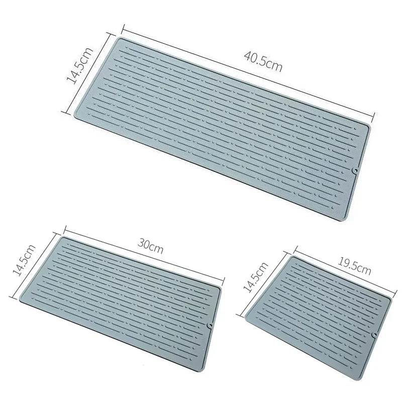 Silicone Dish Cup Drying Mat Anti-slip Sink Countertop Drain Pad