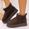 Women's Plush-Lined Ankle Snow Boots – Faux Suede Slip-On