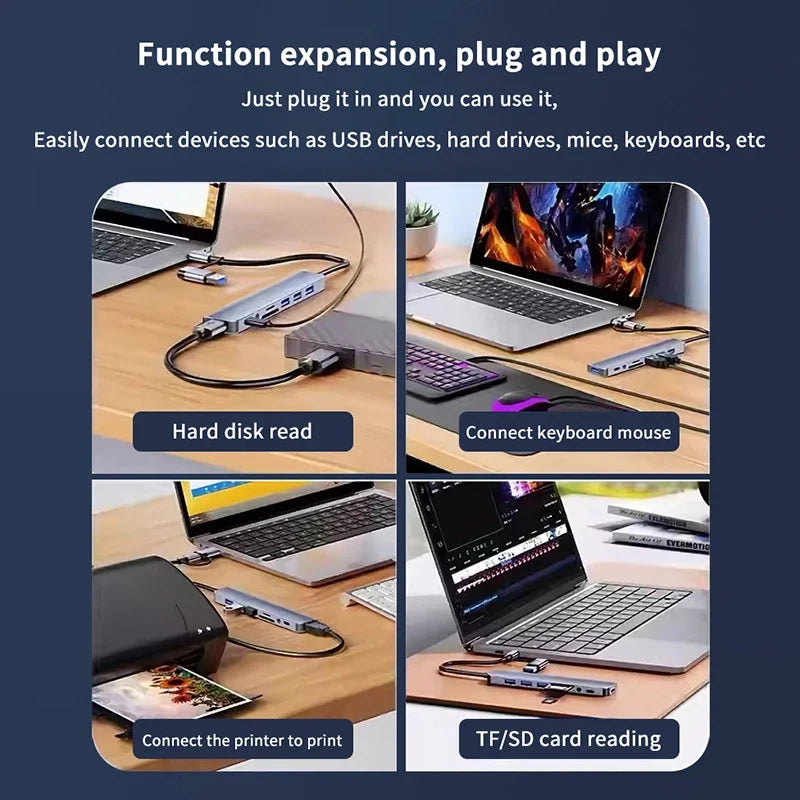 8-in-1 USB-C Hub – Audio Jack & TF Card Reader Adapter