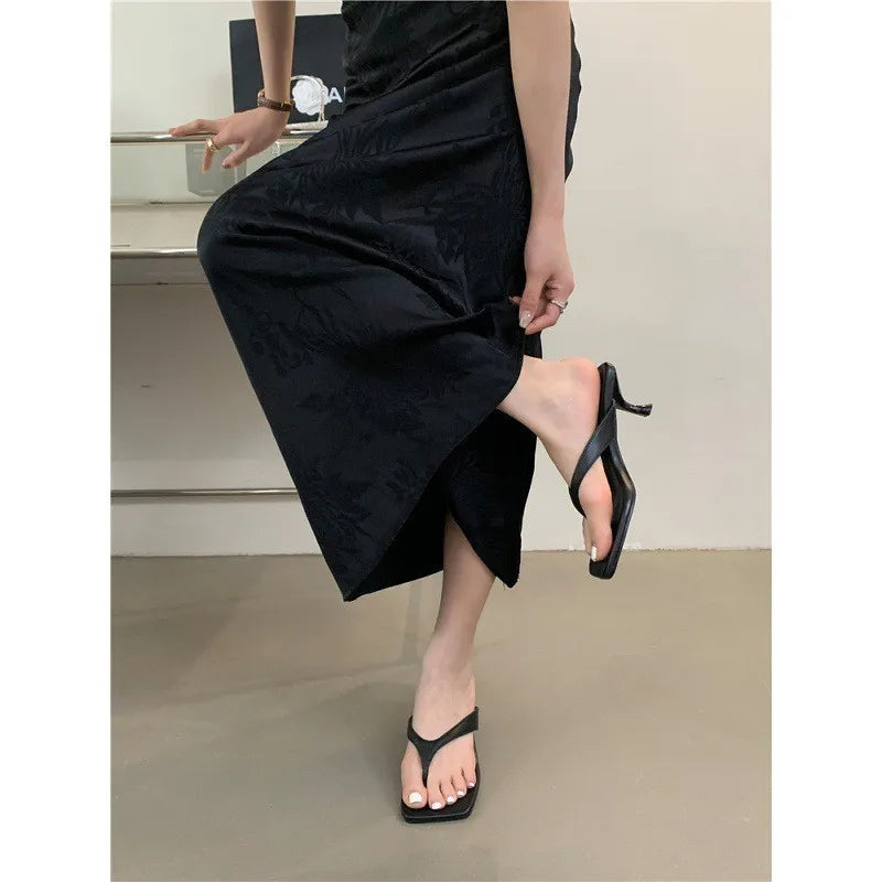 Retro Clip Toe Women's Low Heel Summer Slippers | Party Shoes