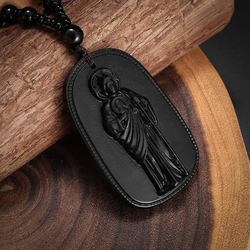 Imitation Jade Bodhisattva Pendant Necklace | Unisex Choker