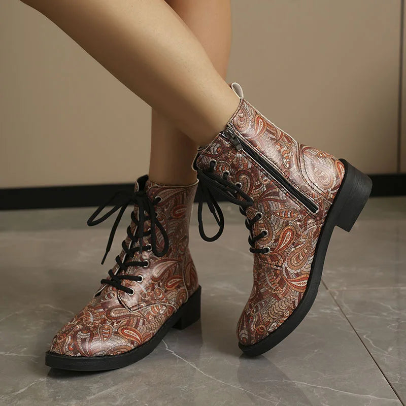 Women's Printed Wedge Ankle Boots – Anti-Slip Casual Short Boot
