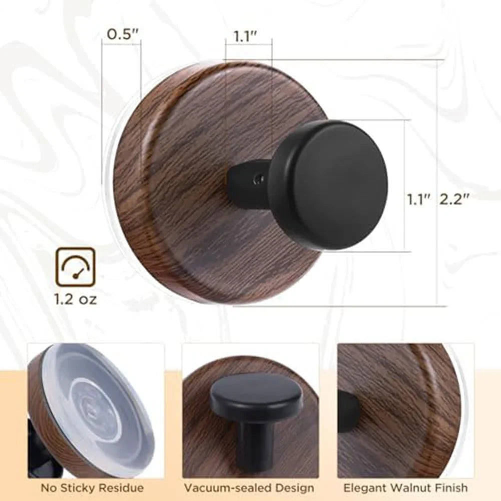 LEENKEA 2-Pack Wooden Suction Cup Hooks | No-Drill Wall Hooks