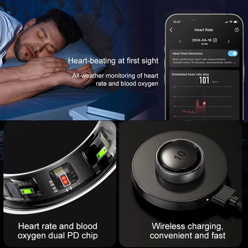 R10 Smart Ring Charging Case Men Women Health Sleep Heart Rate