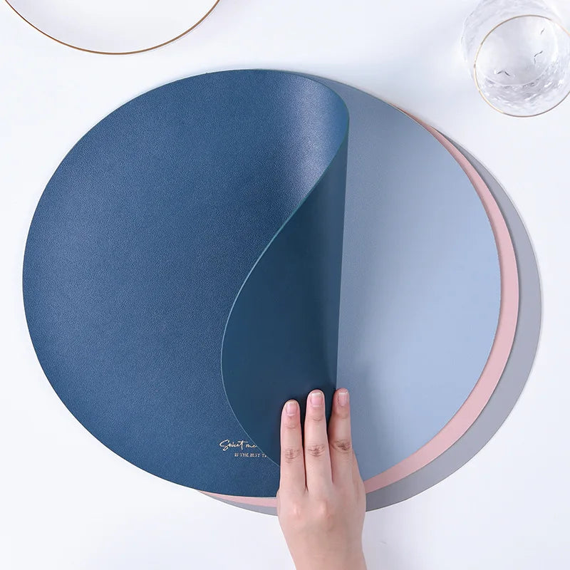 Round Faux Leather Placemats | Non-Slip, Heat Resistant Set