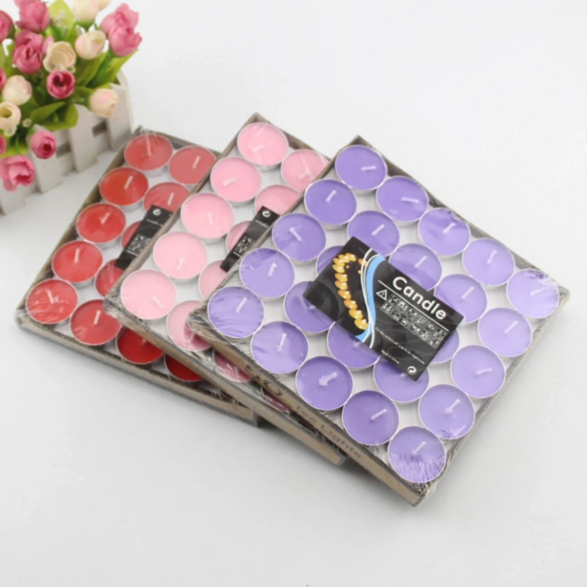 50-Pack Paraffin Tea Light Candles | Long-Burning Tealights