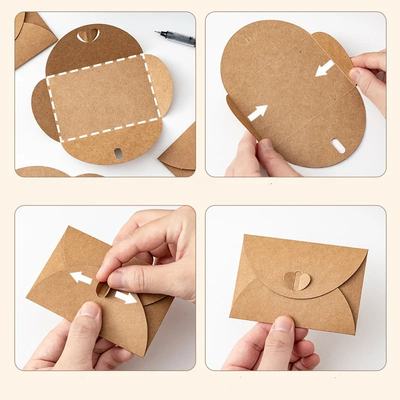 Bview Art Vintage Love Letter Heart Clasp Kraft Envelopes Paper