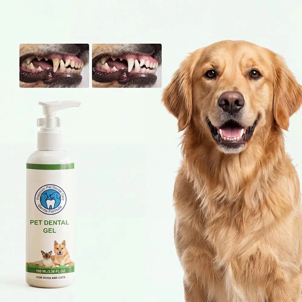 Plant-Based Pet Dental Gel Dogs & Cats – 100ml No-Rinse