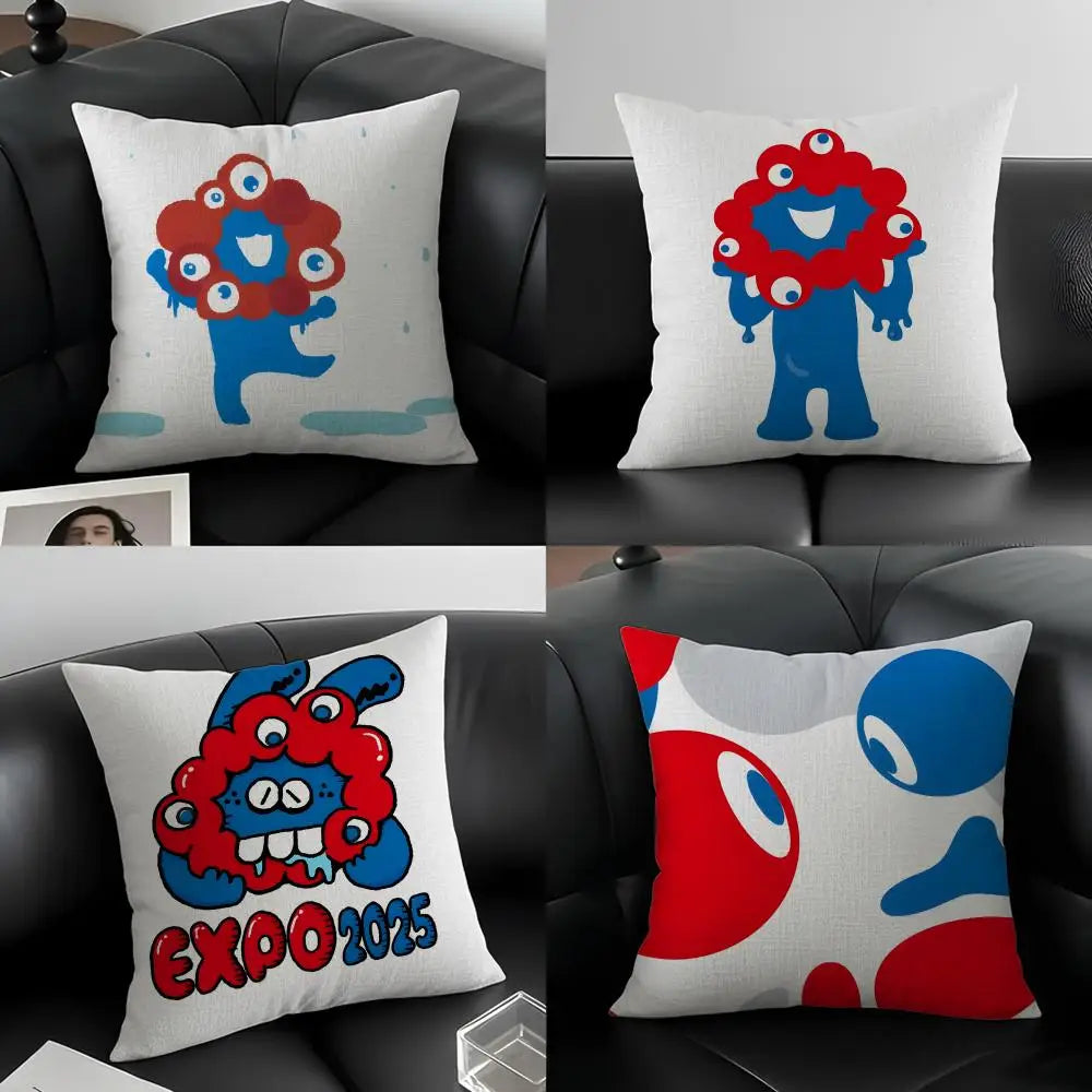 Myaku-Myaku Linen Cushion Cover – Cartoon Sofa Pillowcase